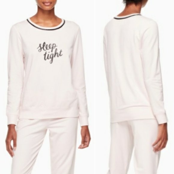 kate spade Other - KATE SPADE Sleep Tight Sleepwear Sweater, Pink Black Modal Long Sleeve Soft, M